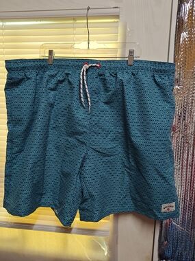 Men's Teal Geometric Swim Trunks with Drawstring